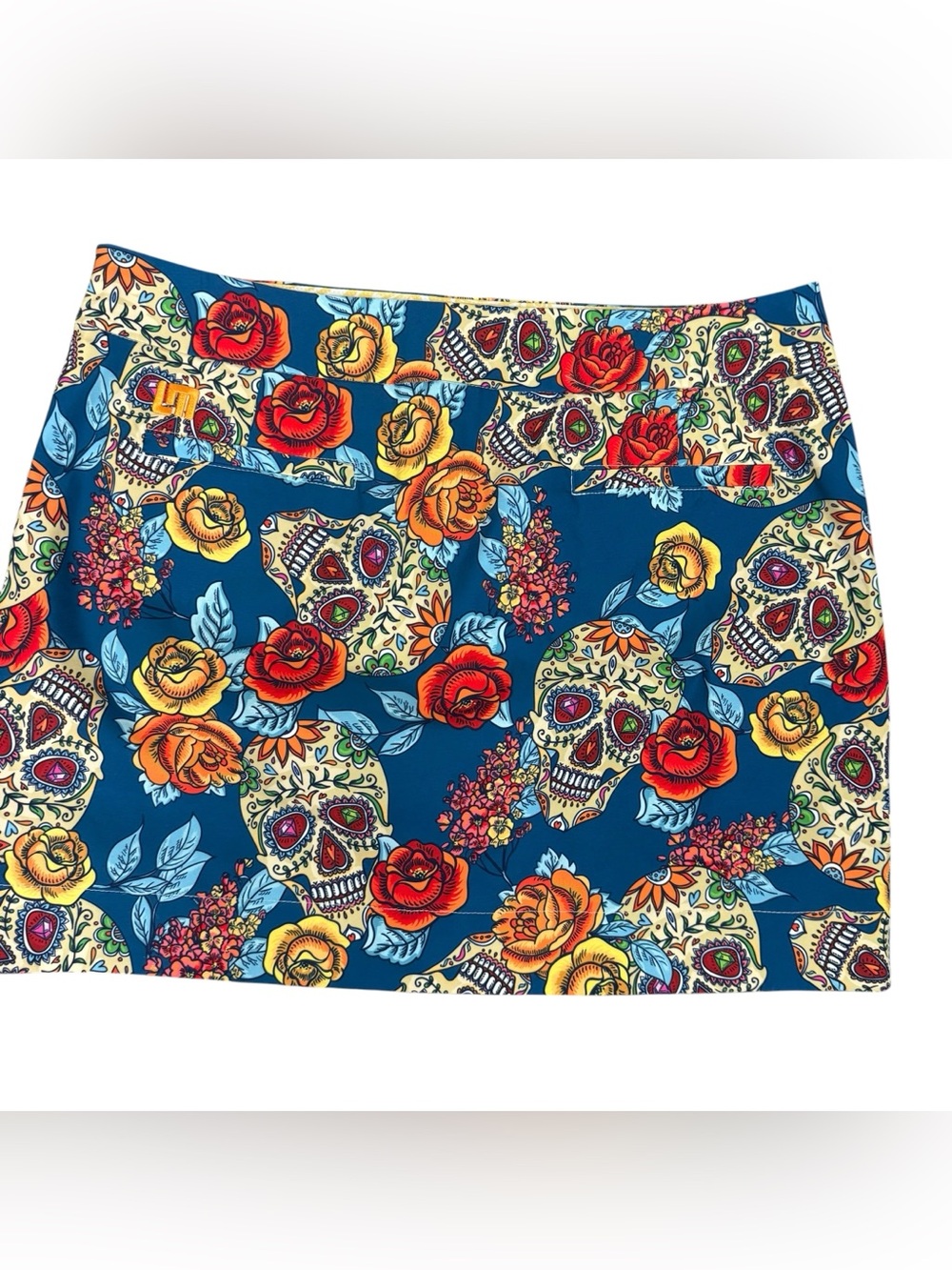 Loudmouth Golf Skirt Skort Mosaic Skulls Stretch Cerveza Modelo Embroidered 10